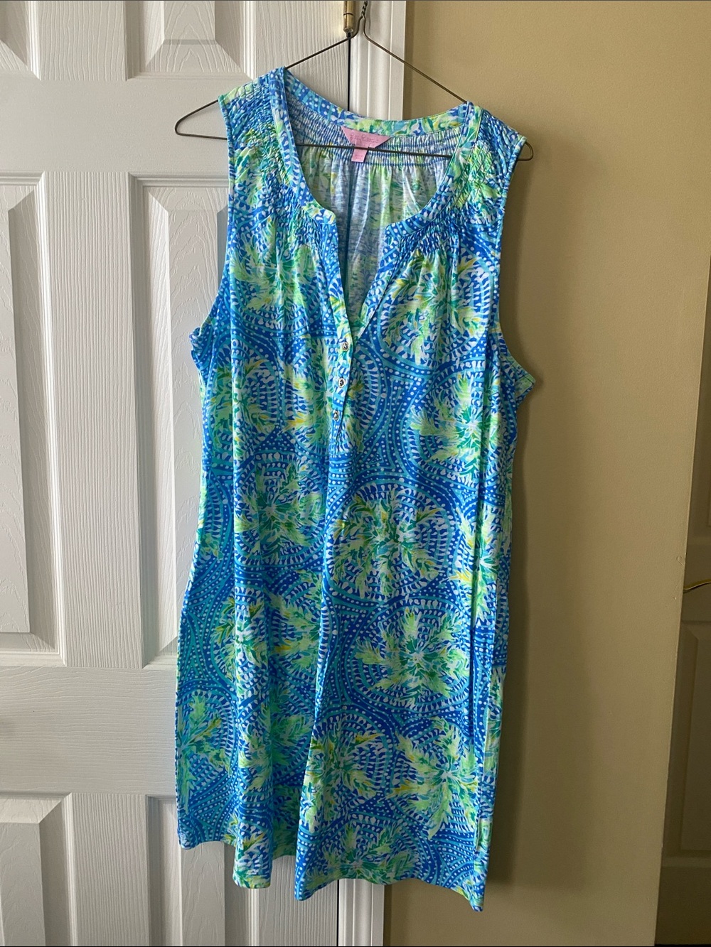 Sleeveless Blue & Green Printed Sundress